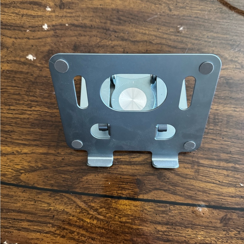 Silver Tablet Stand with Cutouts and Matte Finish